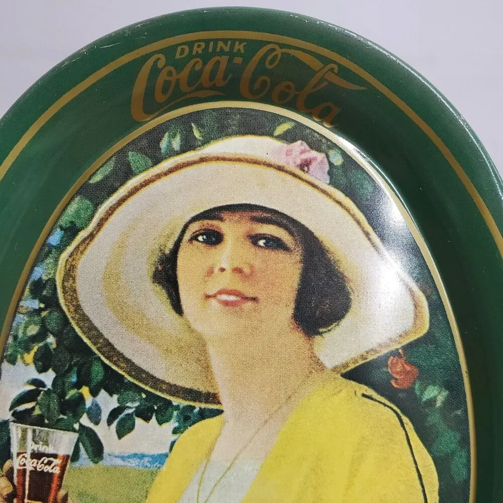 Vintage 1973 Coca Cola Mini Tin Tip Trays Oval Coke Girls Advertising Lot of 3